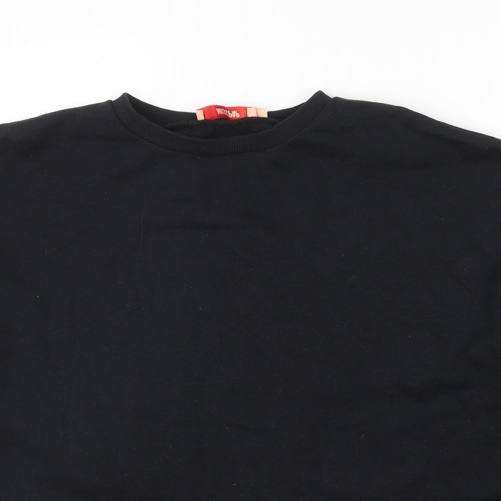 Misspap Womens Black Cotton Pullover Sweatshirt Size 14 Pullover