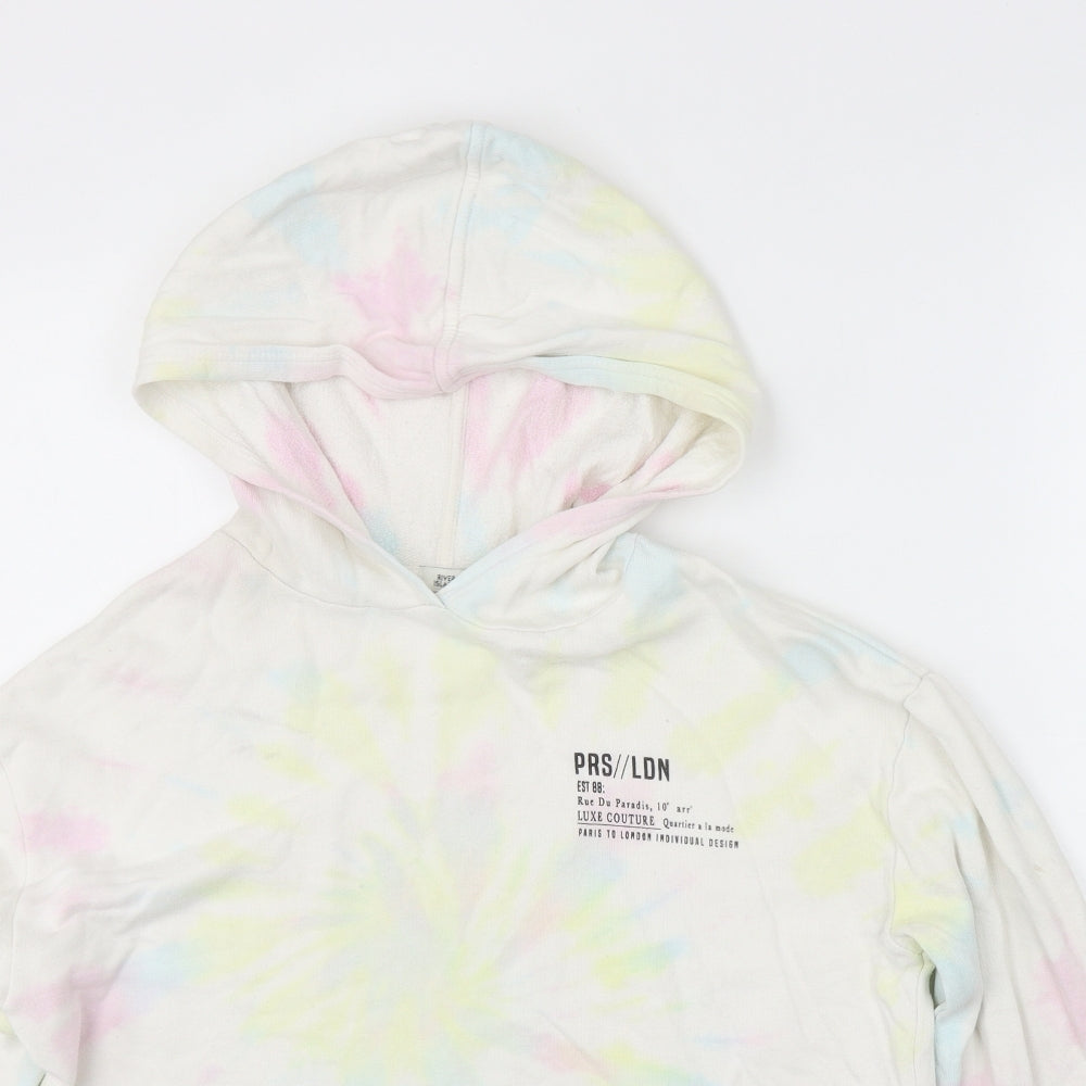 River Island Girls Multicoloured Cotton Pullover Hoodie Size 11-12 Years Pullover - Tie Dye