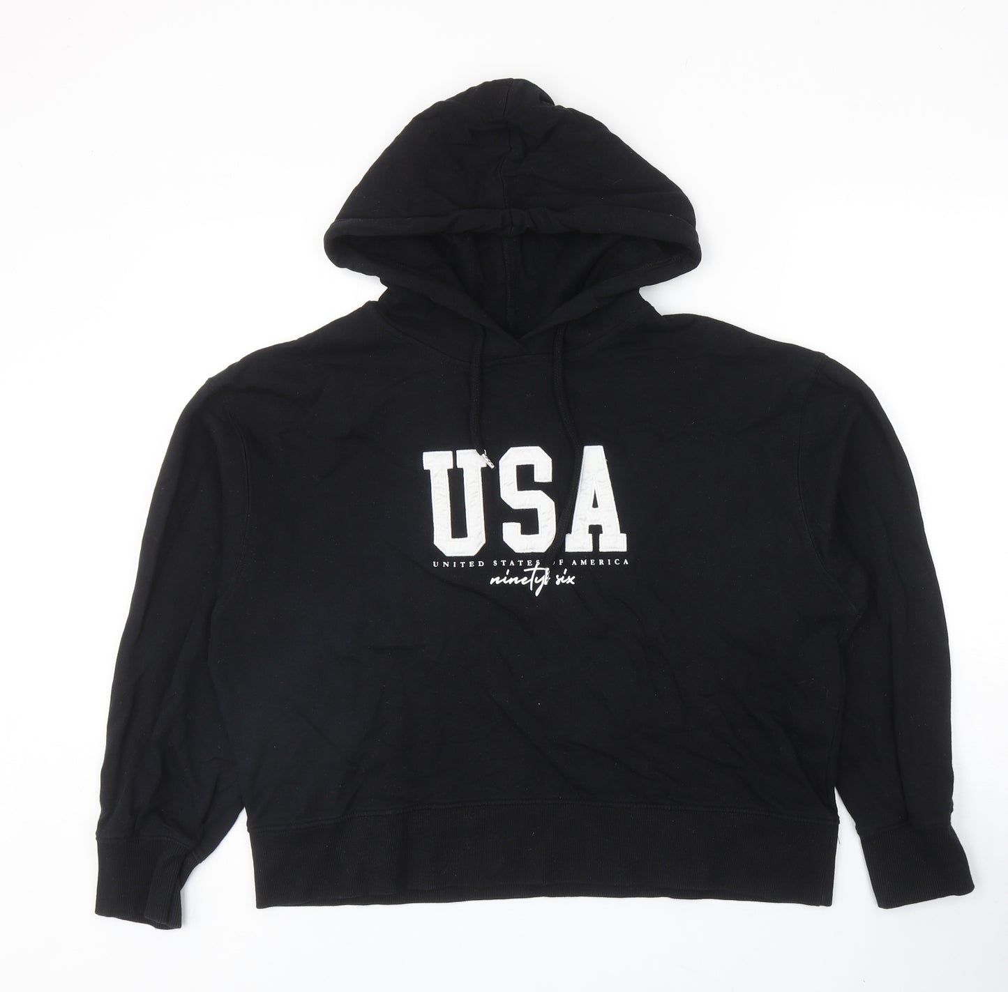 New Look Womens Black Cotton Pullover Hoodie Size M Pullover - USA