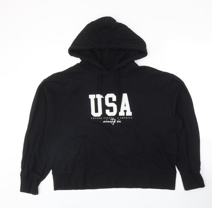 New Look Womens Black Cotton Pullover Hoodie Size M Pullover - USA