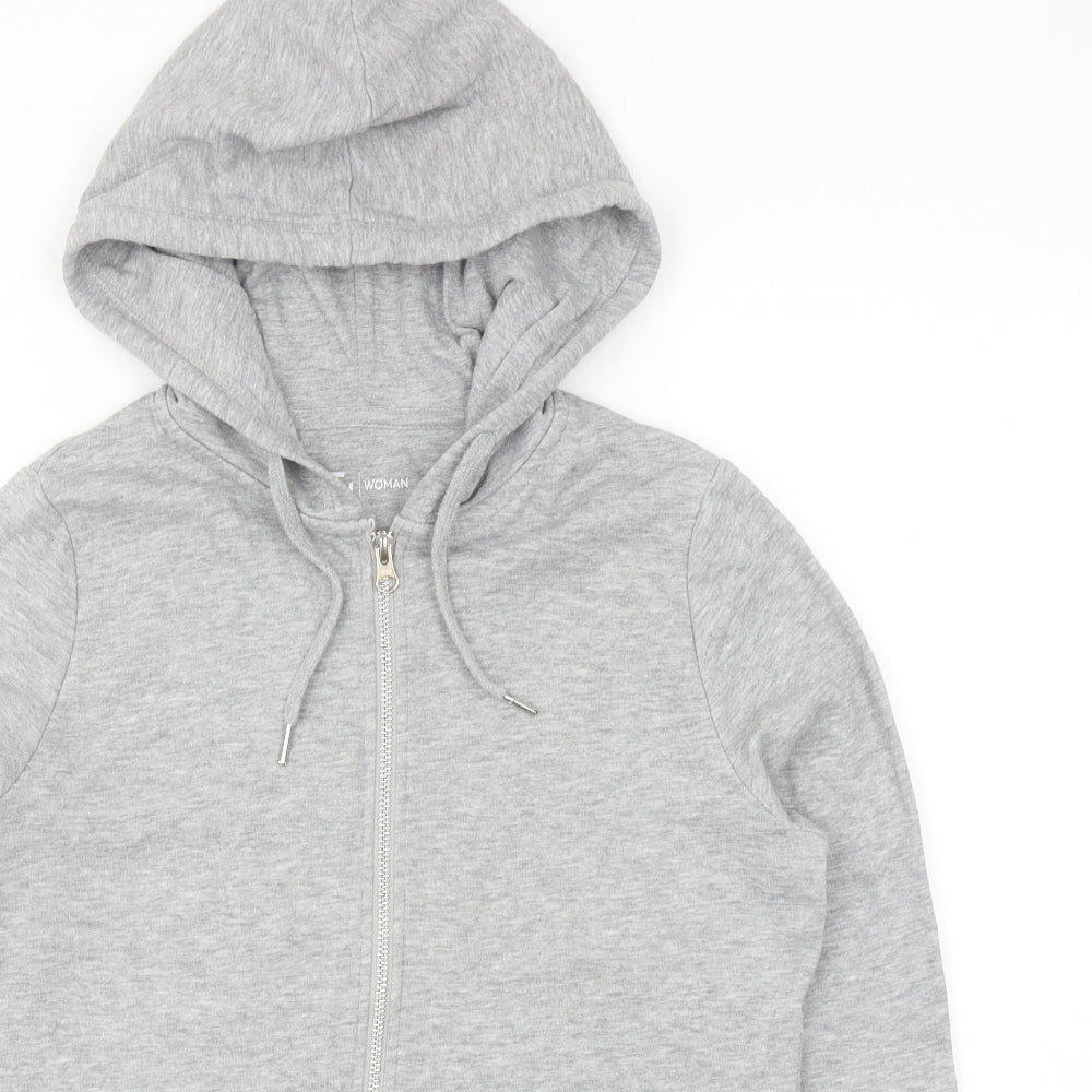 TU Womens Grey Cotton Full Zip Hoodie Size 10 Zip