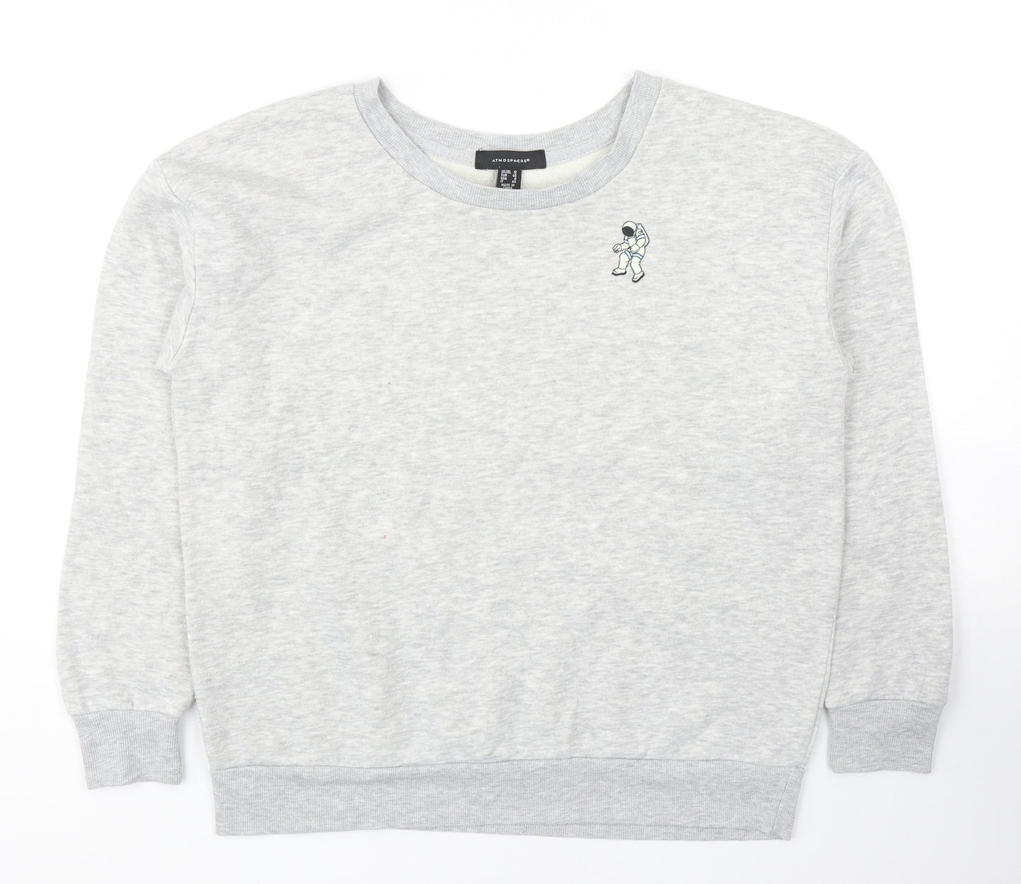 Atmosphere Womens Grey Polyester Pullover Sweatshirt Size 12 Pullover