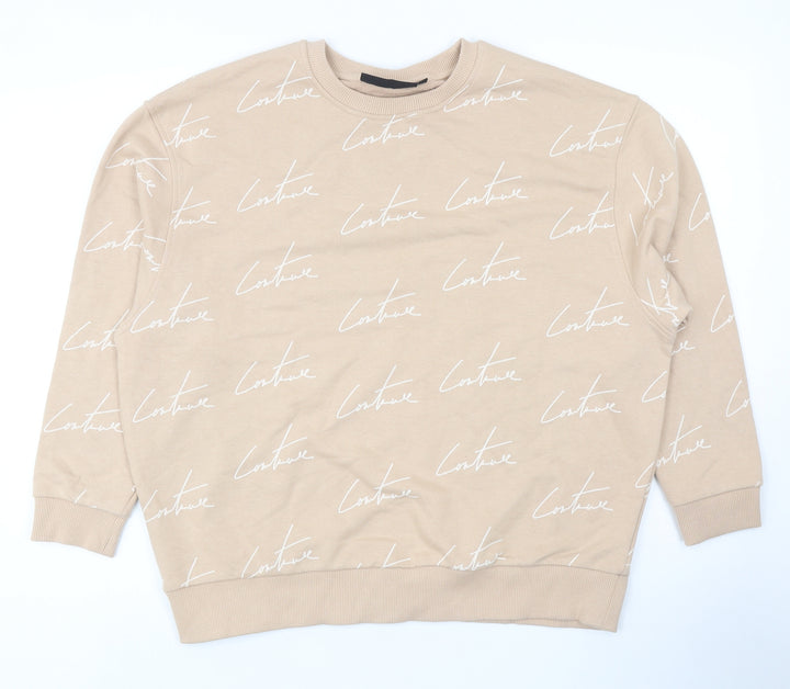 The Couture Club Womens Beige Cotton Pullover Sweatshirt Size XS Pullover