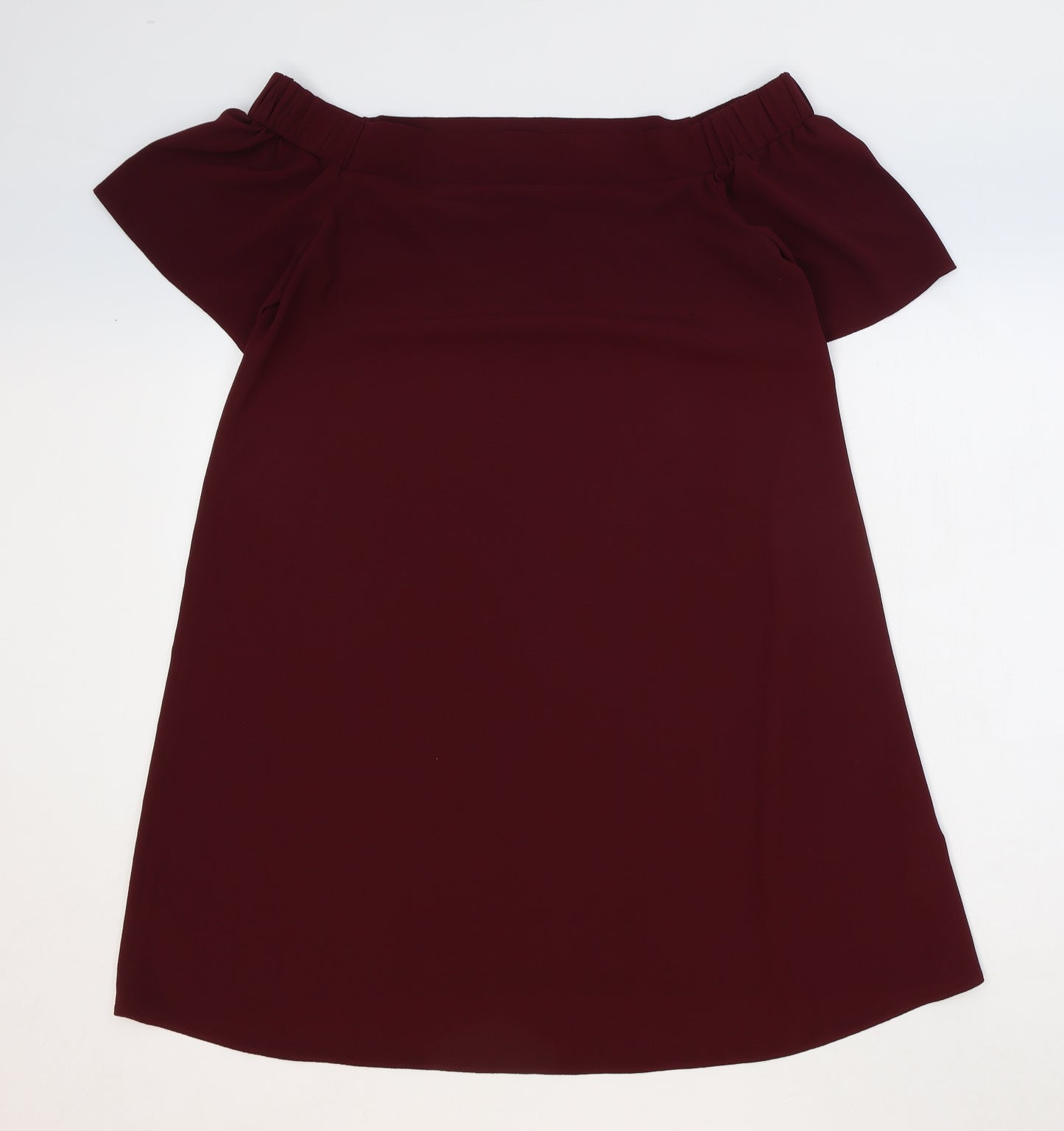 New Look Womens Red Polyester Trapeze & Swing Size 10 Off the Shoulder Pullover