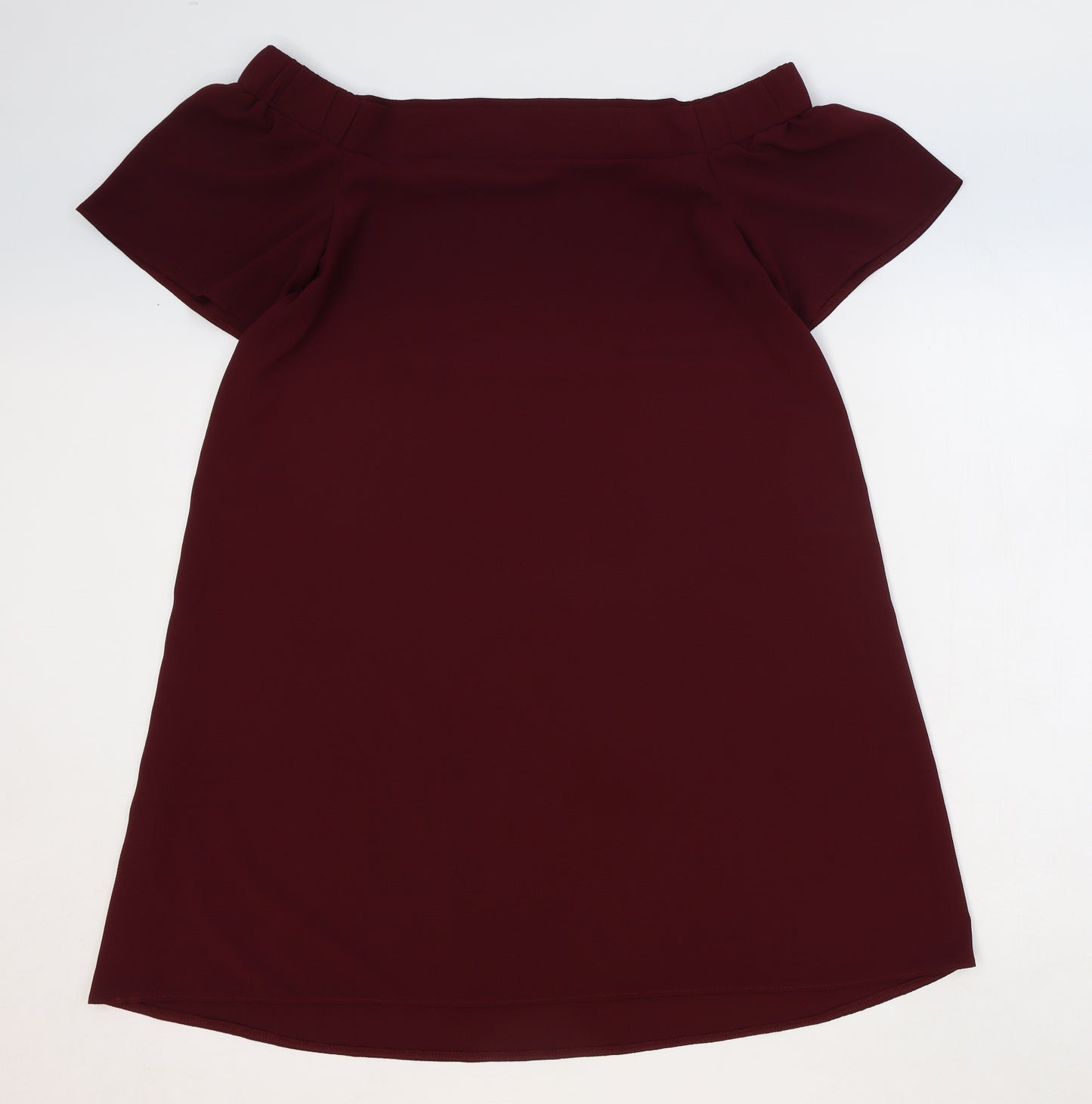 New Look Womens Red Polyester Trapeze & Swing Size 10 Off the Shoulder Pullover