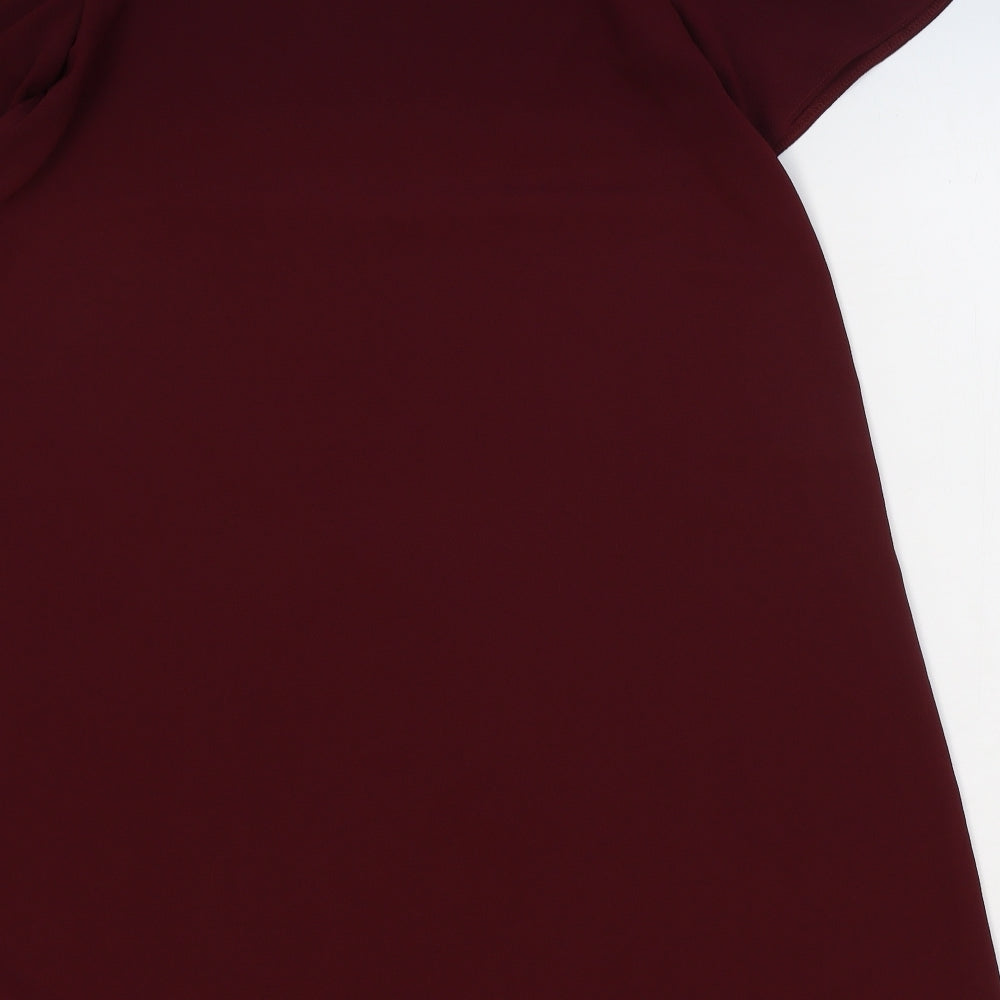 New Look Womens Red Polyester Trapeze & Swing Size 10 Off the Shoulder Pullover