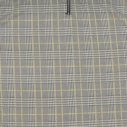 Primark Womens Yellow Plaid Polyester Basic Blouse Size S Round Neck