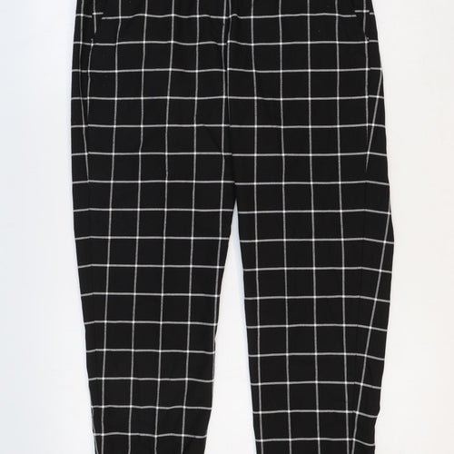 Great Plains Womens Black Check Viscose Trousers Size 10 Regular Zip