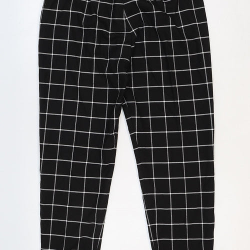 Great Plains Womens Black Check Viscose Trousers Size 10 Regular Zip