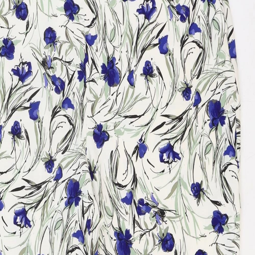 Zara Womens White Floral Polyester Trousers Size XL Regular Zip
