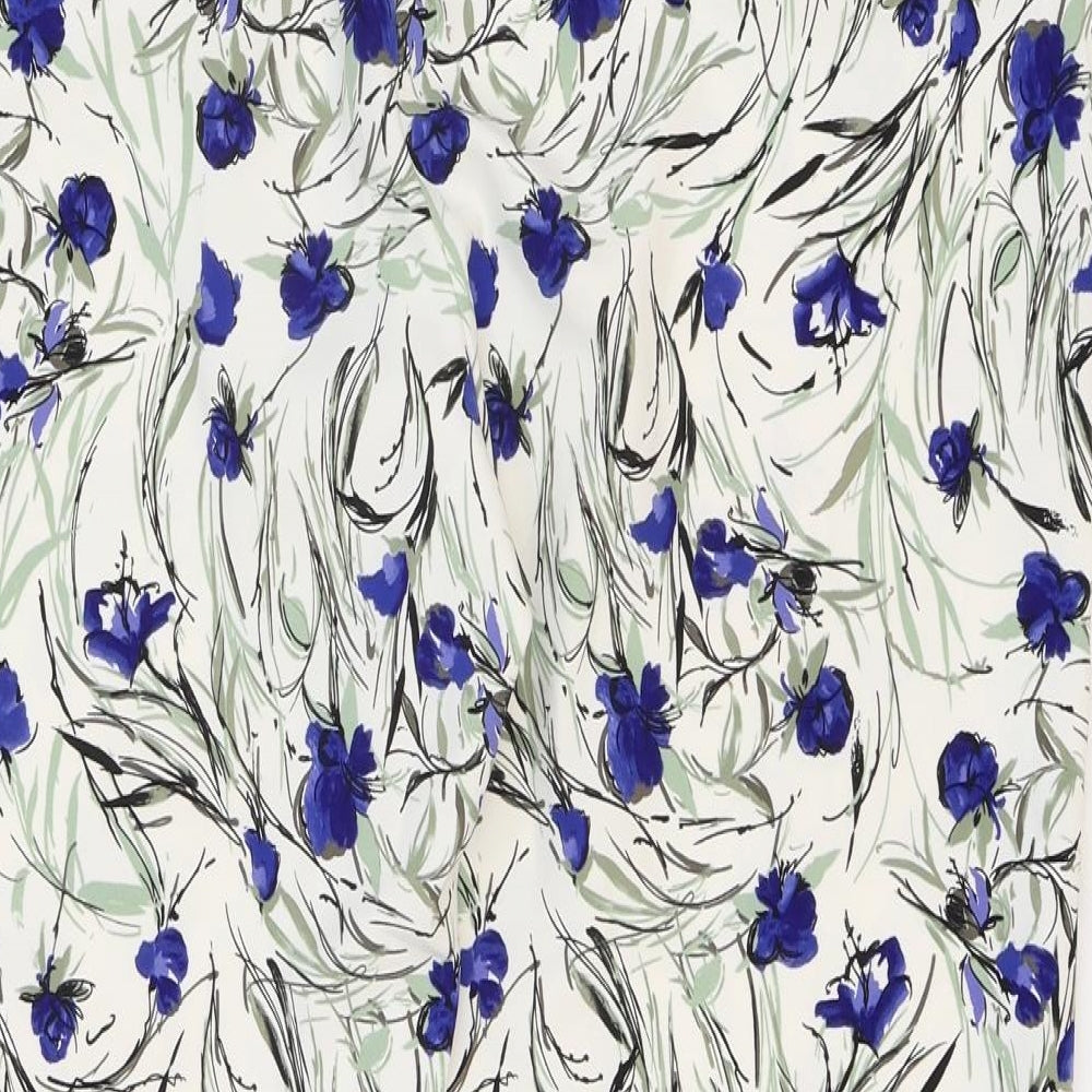 Zara Womens White Floral Polyester Trousers Size XL Regular Zip