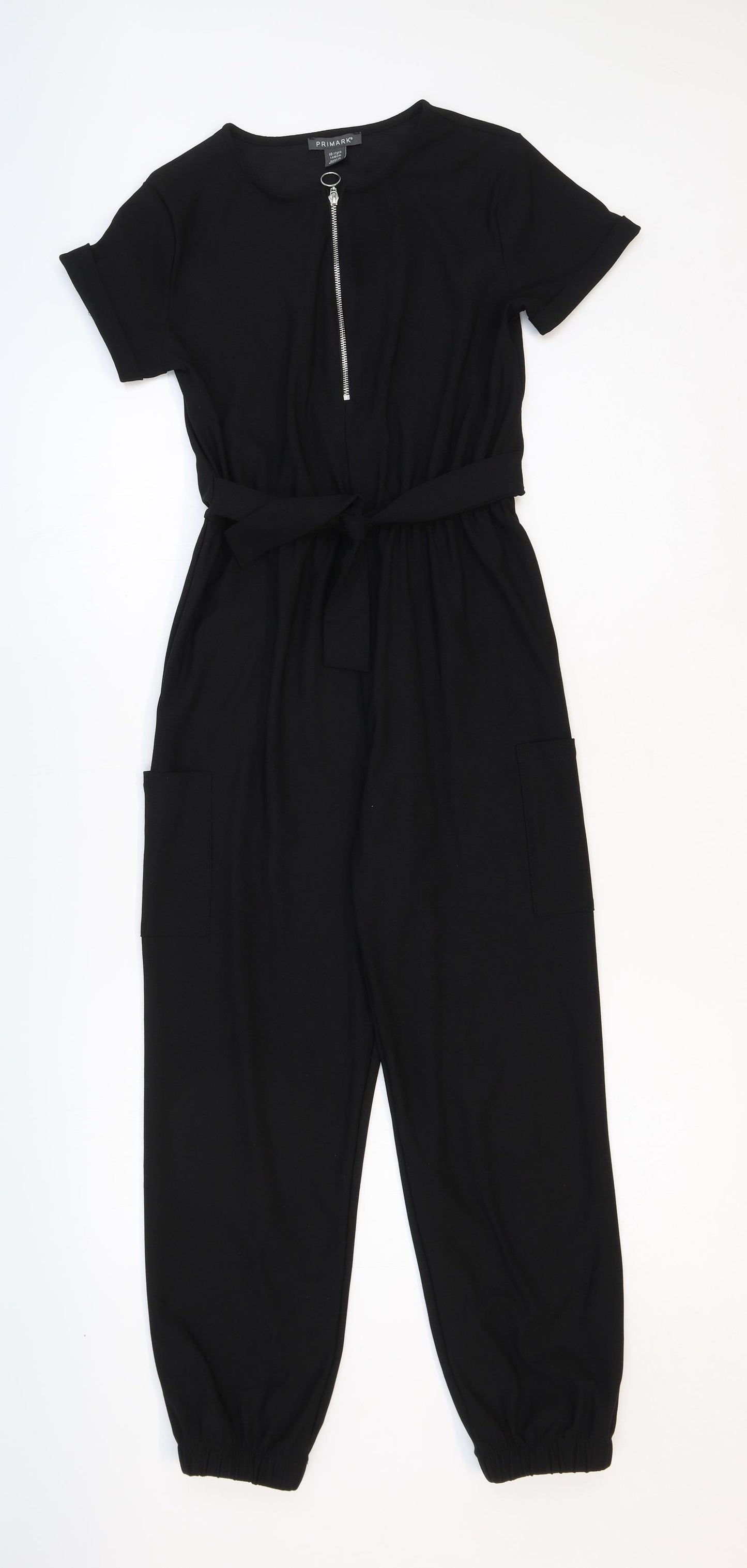 Primark Girls Black Polyester Jumpsuit One-Piece Size 10-11 Years Zip