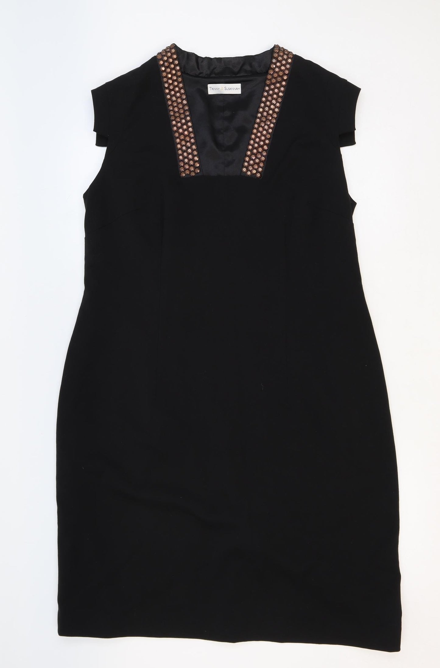 Trinny & Susannah Womens Black Polyester Trapeze & Swing Size 18 Square Neck Zip
