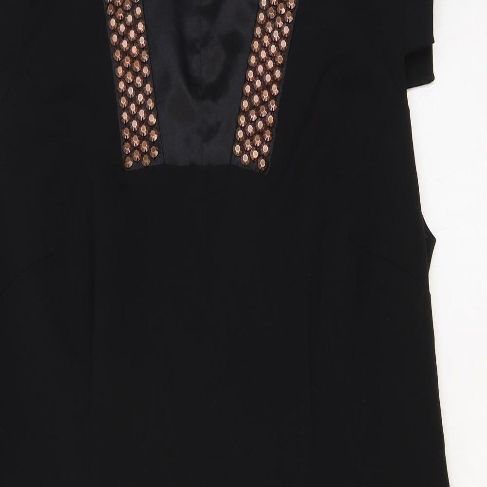Trinny & Susannah Womens Black Polyester Trapeze & Swing Size 18 Square Neck Zip