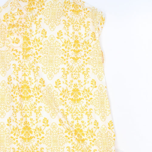 SheIn Womens Yellow Floral Polyester Trapeze & Swing Size XL One Shoulder Zip