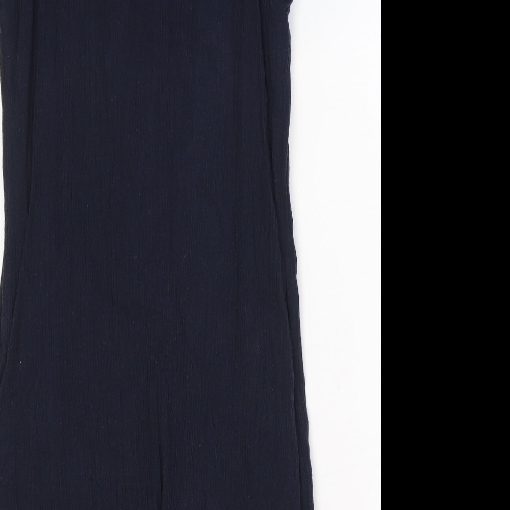 Superdry Womens Blue Floral Cotton Ball Gown Size S Round Neck Button