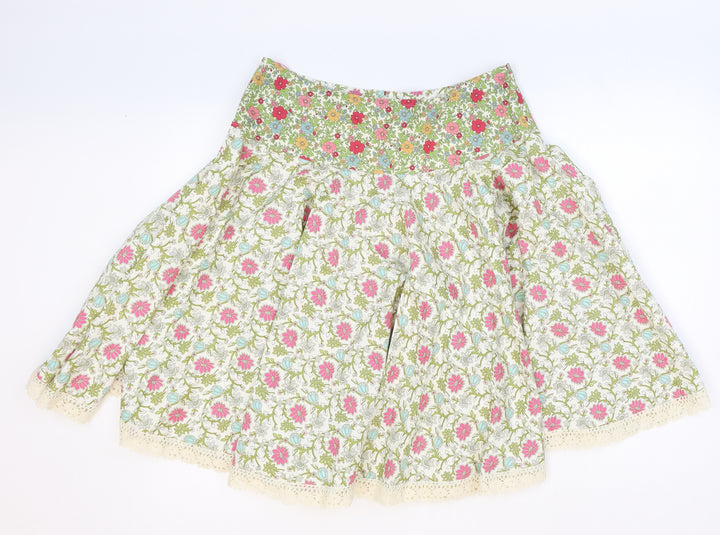 Preworn Womens Multicoloured Floral Polyester Swing Skirt Size 23 in Zip