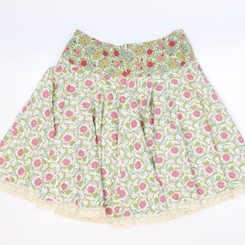 Preworn Womens Multicoloured Floral Polyester Swing Skirt Size 23 in Zip