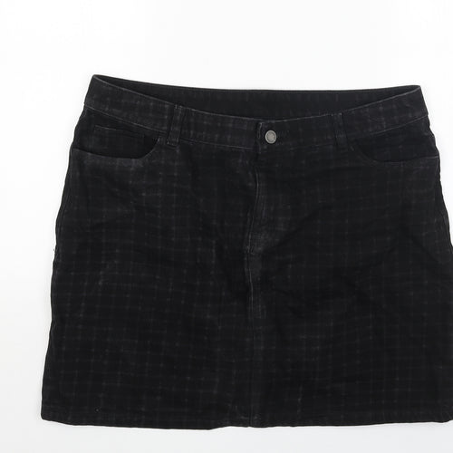 Principles Womens Black Check Cotton Straight & Pencil Skirt Size 16 Button