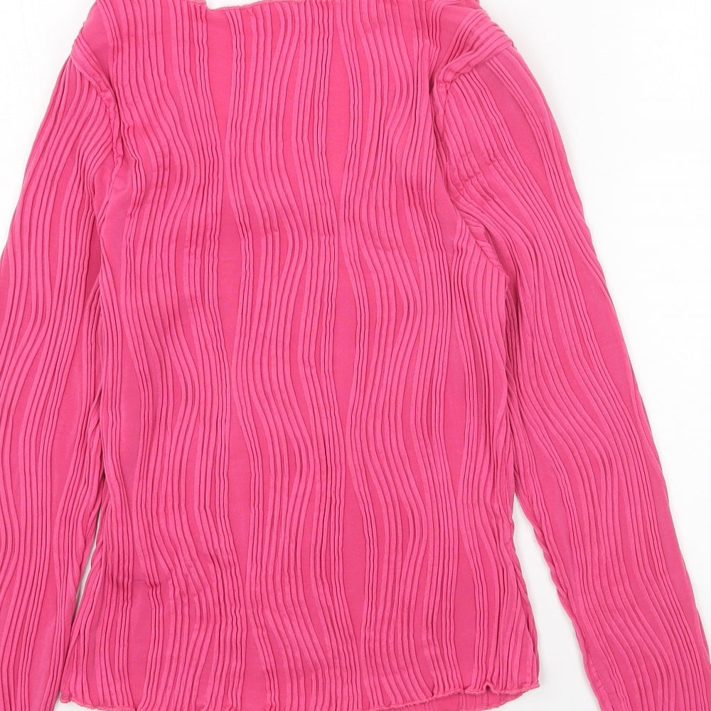 SheIn Womens Pink Polyester Cropped Blouse Size S Scoop Neck - Ribbed