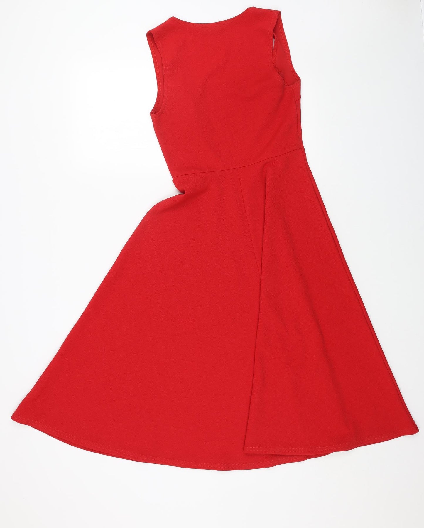 Boohoo Womens Red Polyester Fit & Flare Size 10 Square Neck Pullover
