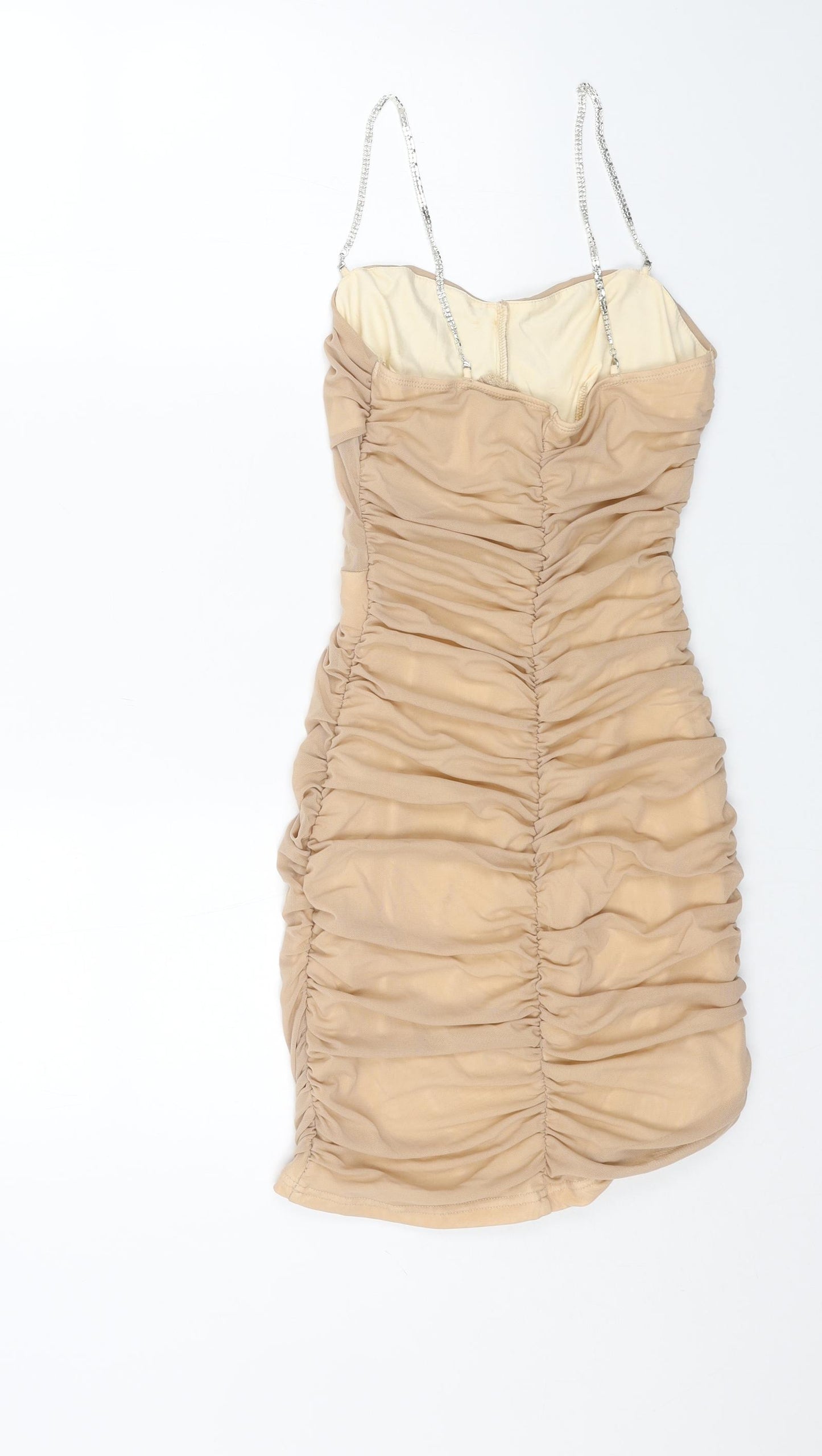 SheIn Womens Beige Polyamide Bodycon Size S Sweetheart Pullover