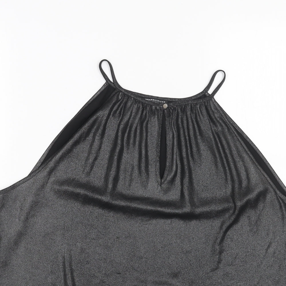 Warehouse Womens Silver Polyester Basic Tank Size L Scoop Neck