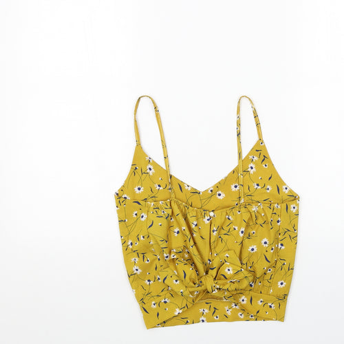 Preworn Womens Yellow Floral Polyester Camisole Tank Size S V-Neck - Cropped