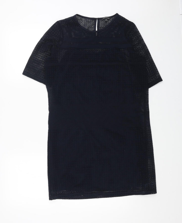 Warehouse Womens Blue Polyester A-Line Size 12 Round Neck Pullover