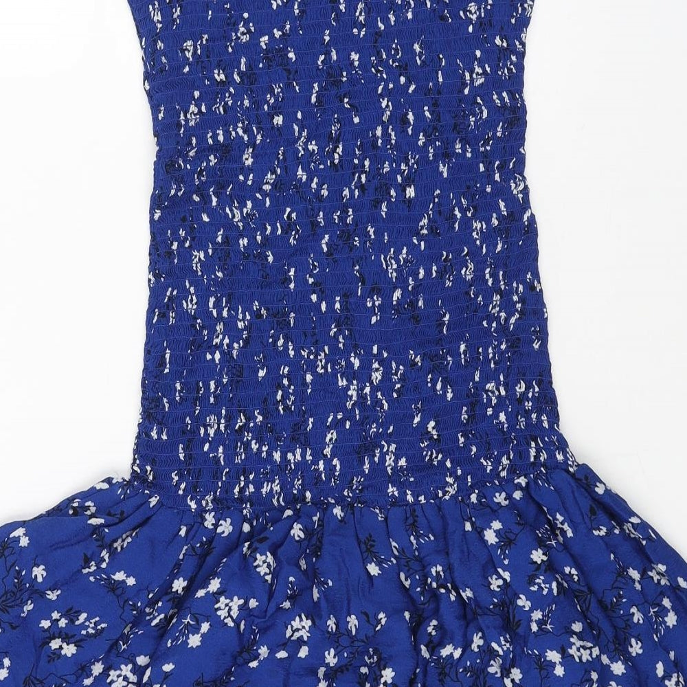 Zara Womens Blue Floral Polyester Mermaid Size XS Off the Shoulder Pullover