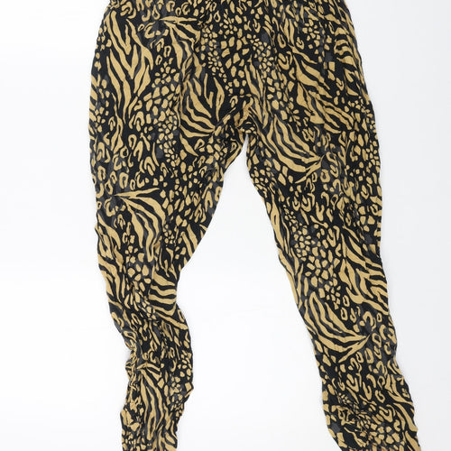 TU Womens Black Animal Print Viscose Trousers Size 8 L26 in Regular - Leopard Pattern