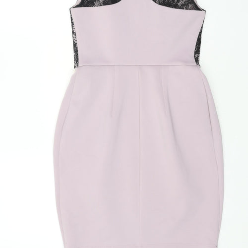 Dorothy Perkins Womens Purple Floral Polyester Bodycon Size 8 Round Neck Pullover