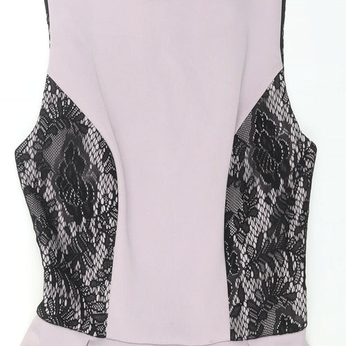 Dorothy Perkins Womens Purple Floral Polyester Bodycon Size 8 Round Neck Pullover