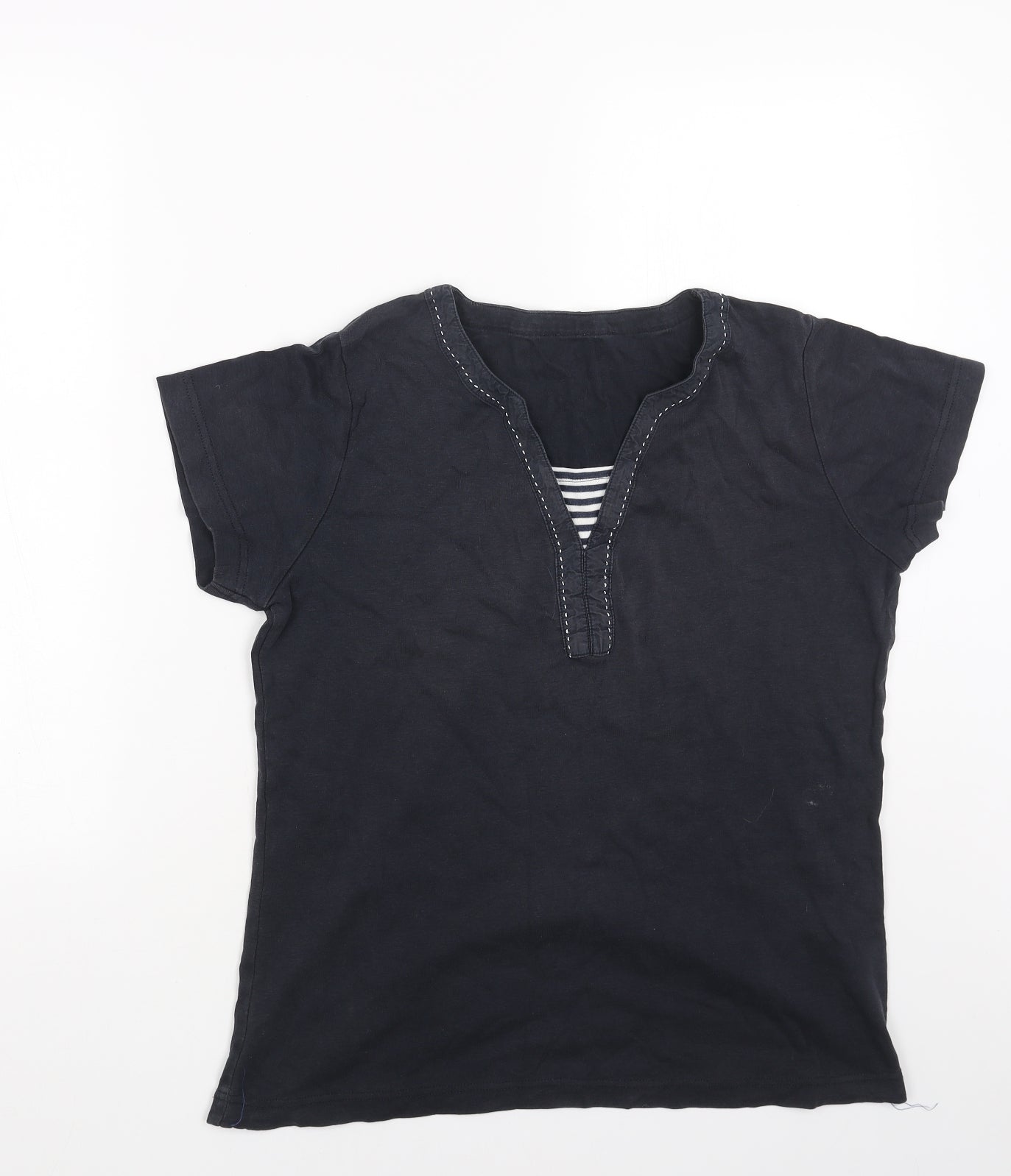 Debenhams Womens Black Cotton Basic T-Shirt Size 16 V-Neck