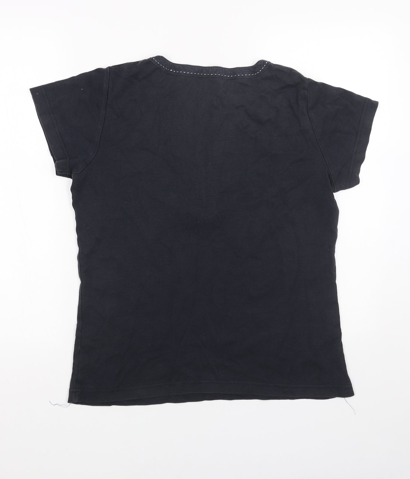 Debenhams Womens Black Cotton Basic T-Shirt Size 16 V-Neck