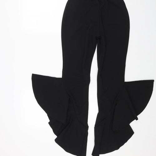 Style Wise Womens Black Polyester Trousers Size 10 L30 in Regular