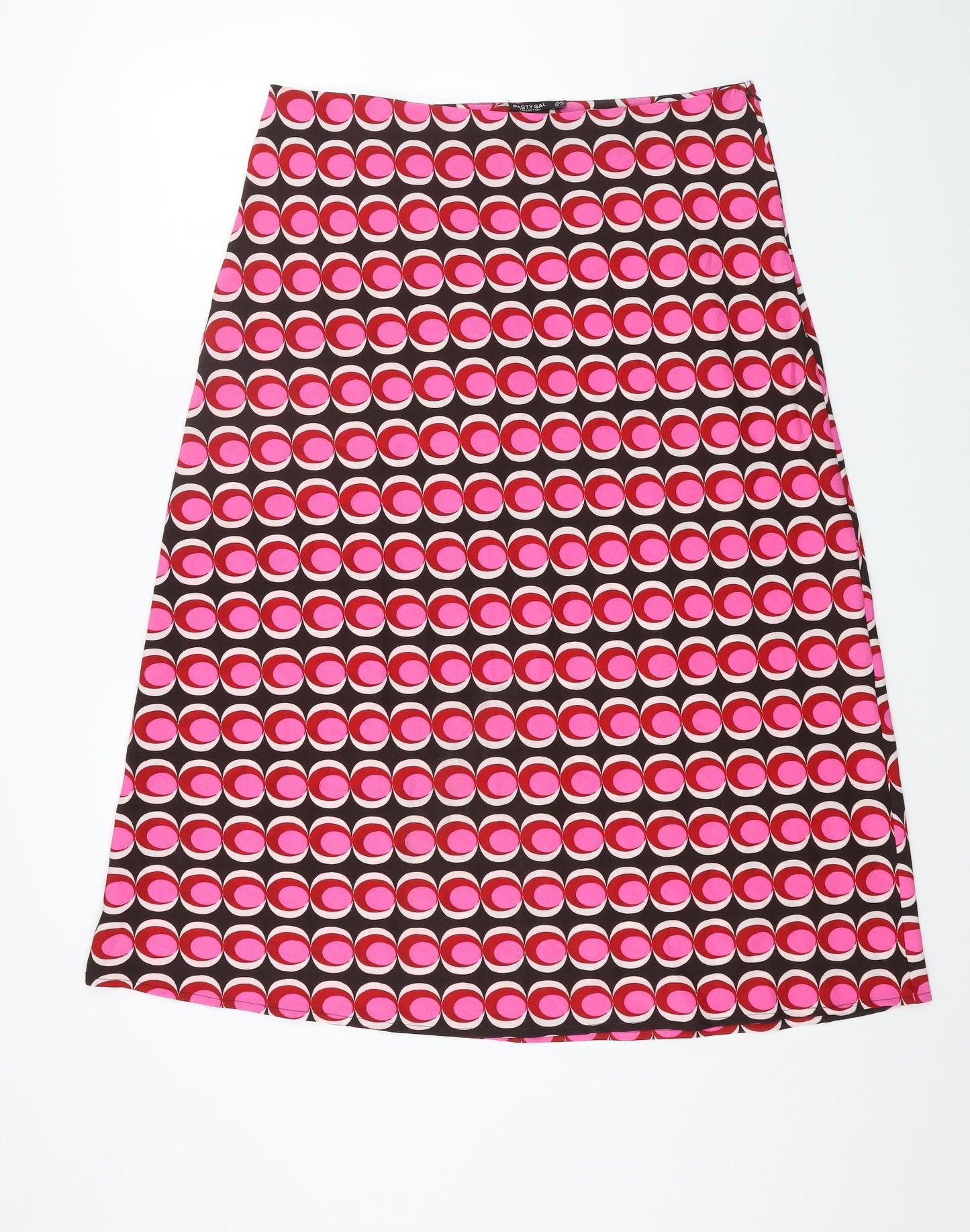Nasty Gal Womens Pink Geometric Polyester Swing Skirt Size 18 Zip