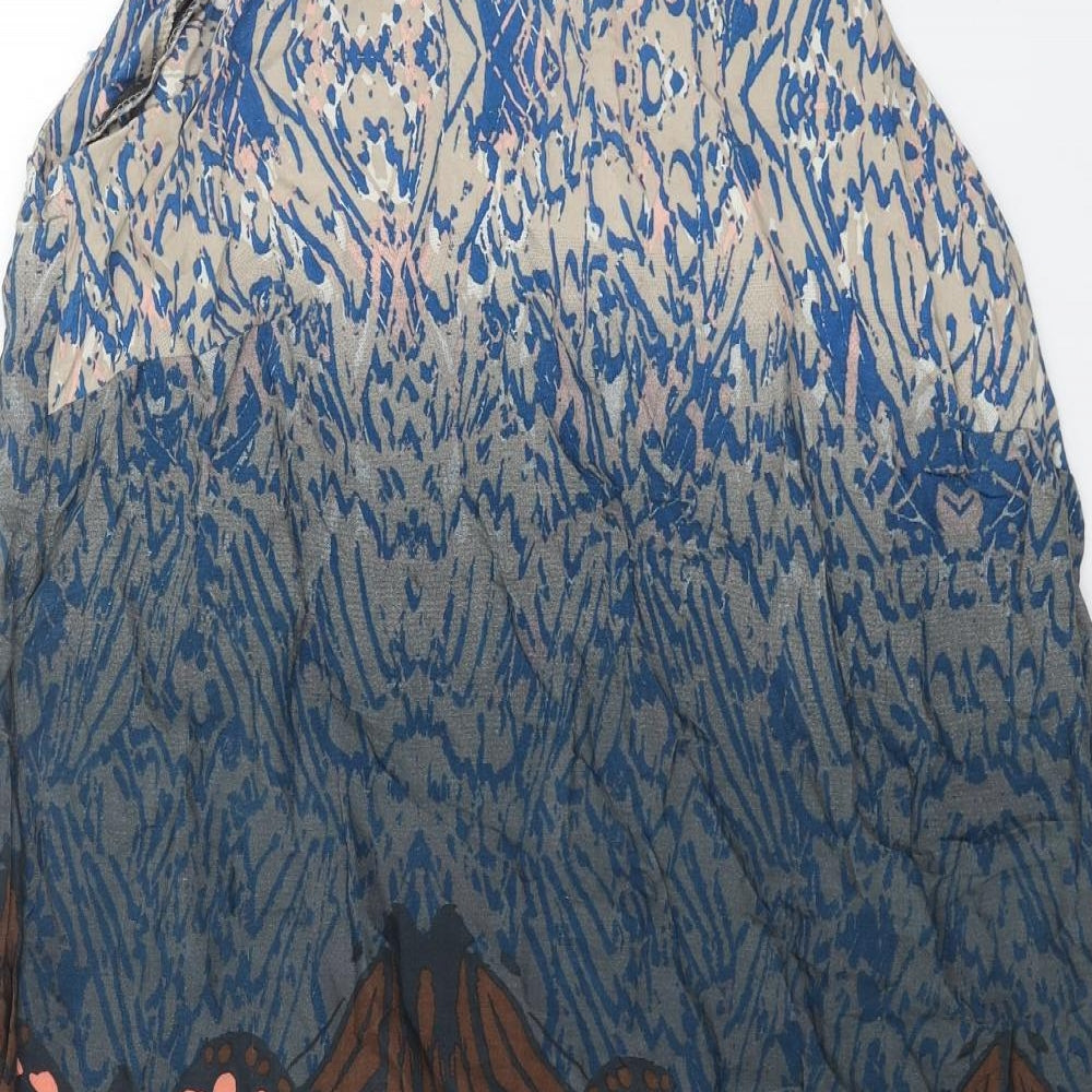 Preworn Womens Multicoloured Geometric Viscose A-Line Size 22 Round Neck Zip