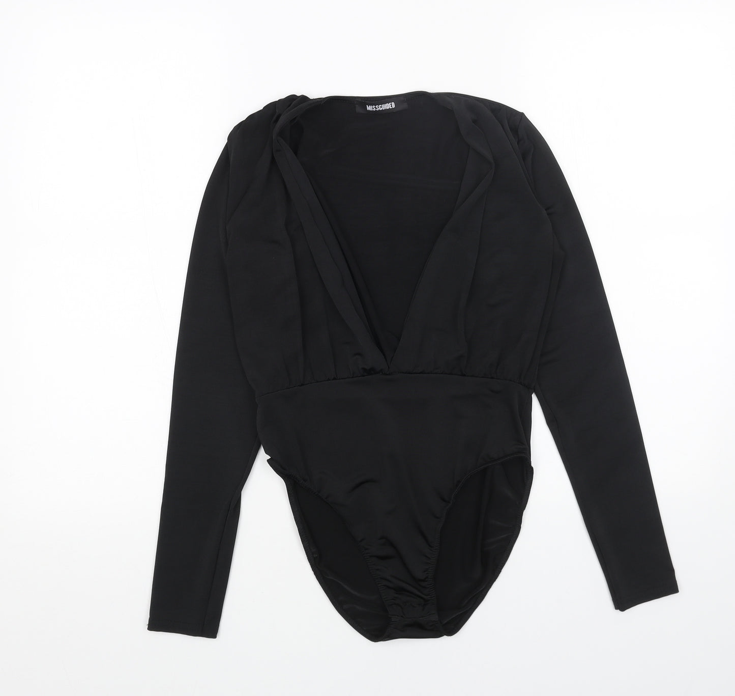 Missguided Womens Black Polyester Bodysuit One-Piece Size 10 Snap