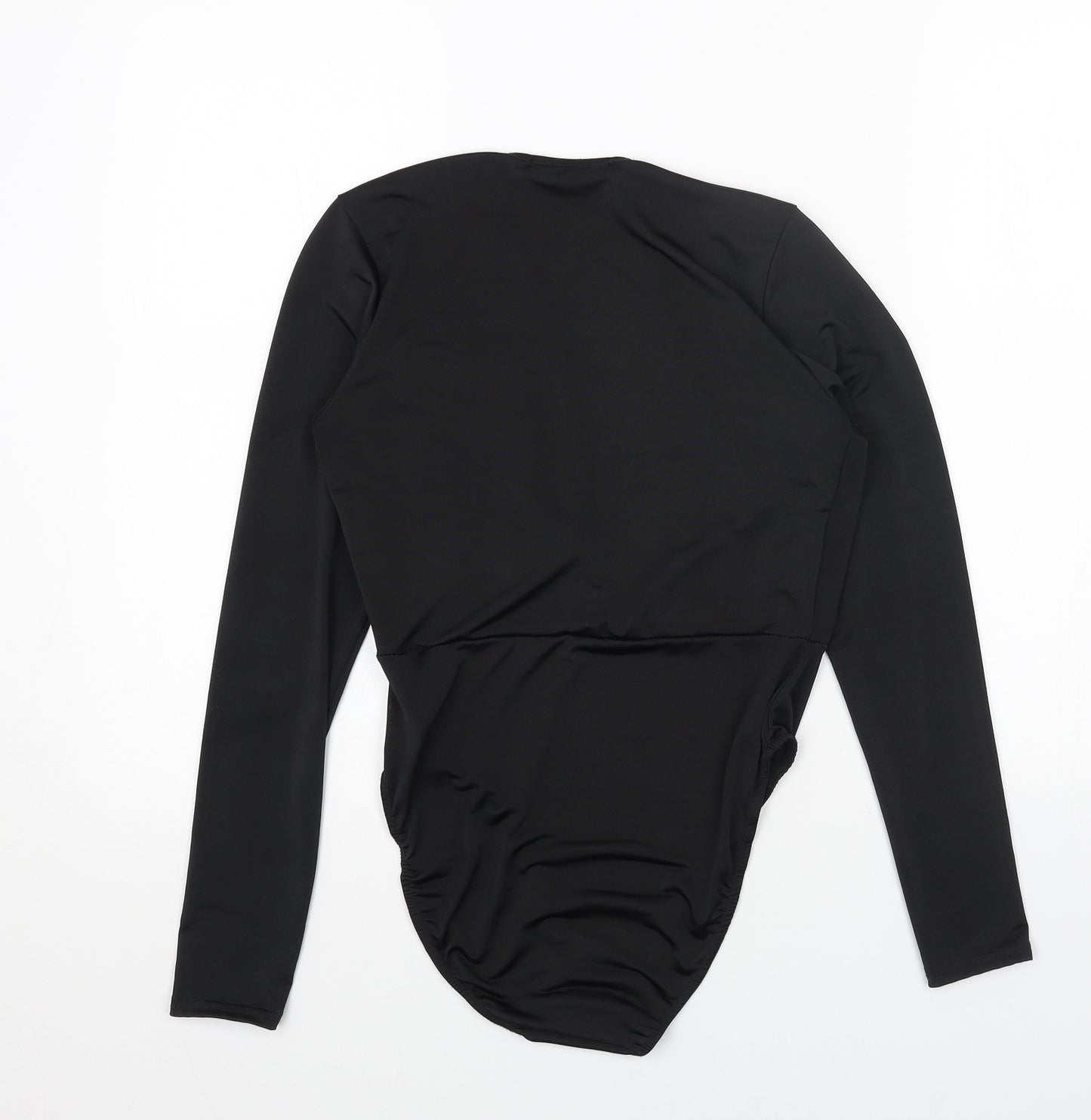 Missguided Womens Black Polyester Bodysuit One-Piece Size 10 Snap