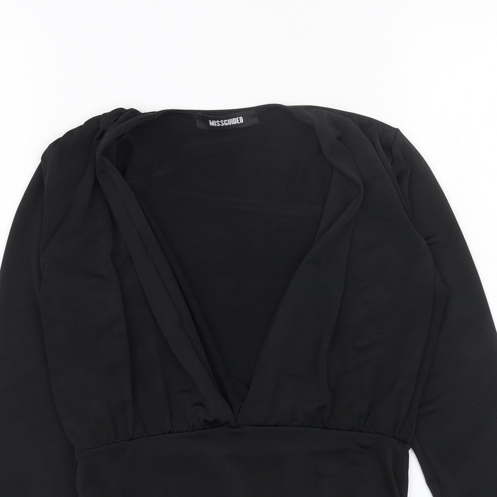 Missguided Womens Black Polyester Bodysuit One-Piece Size 10 Snap
