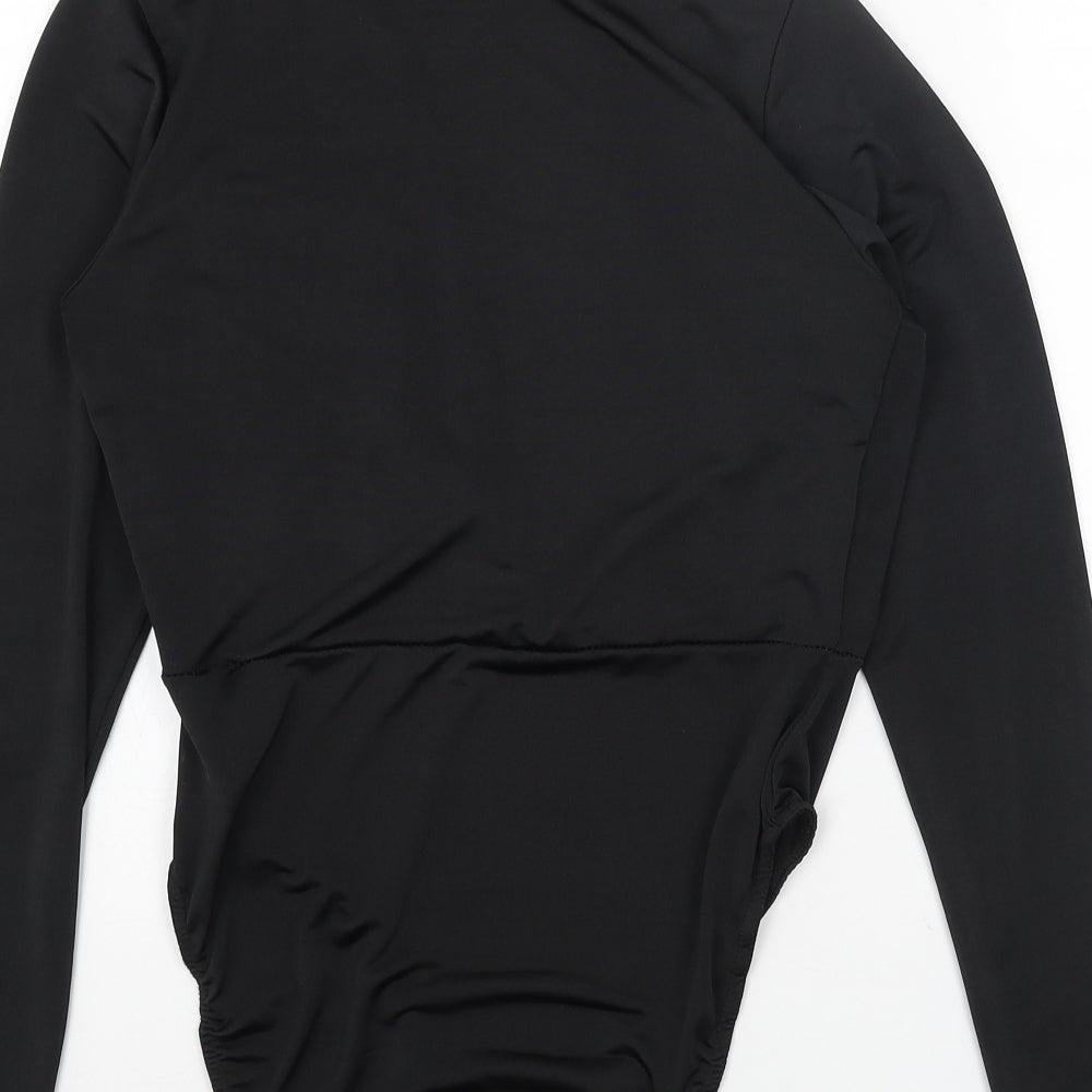 Missguided Womens Black Polyester Bodysuit One-Piece Size 10 Snap