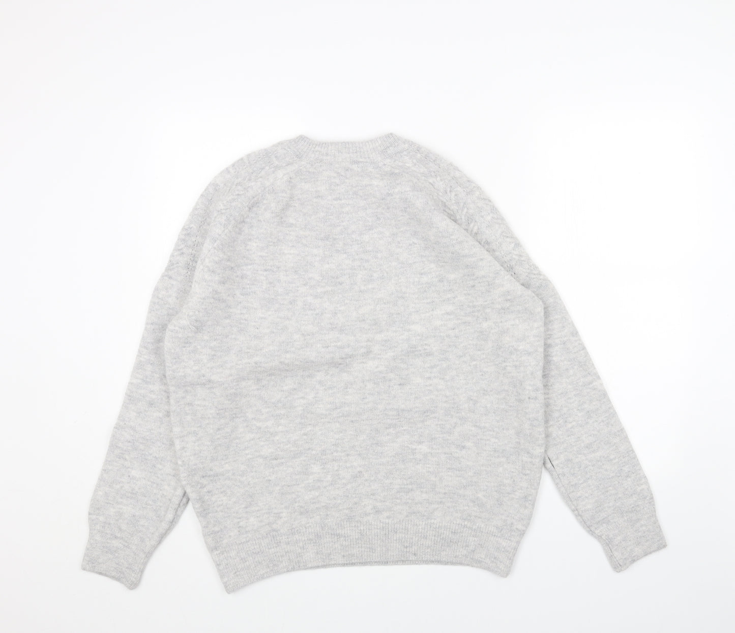 Marks and Spencer Womens Grey Round Neck Acrylic Pullover Jumper Size M