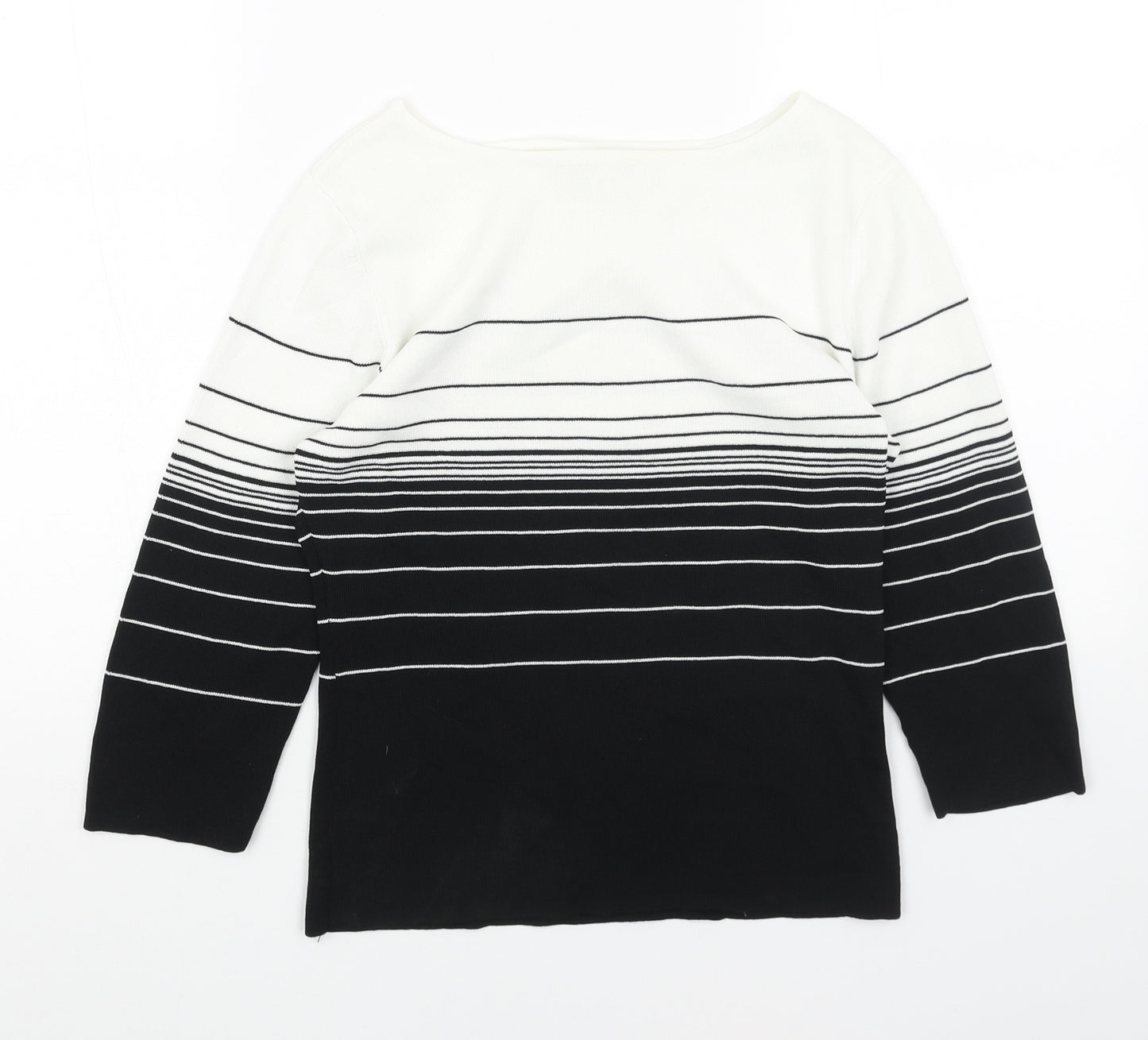 Debbie Morgan Womens Black Boat Neck Striped Viscose Pullover Jumper Size M