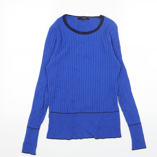 NEXT Womens Blue Round Neck Nylon Pullover Jumper Size M