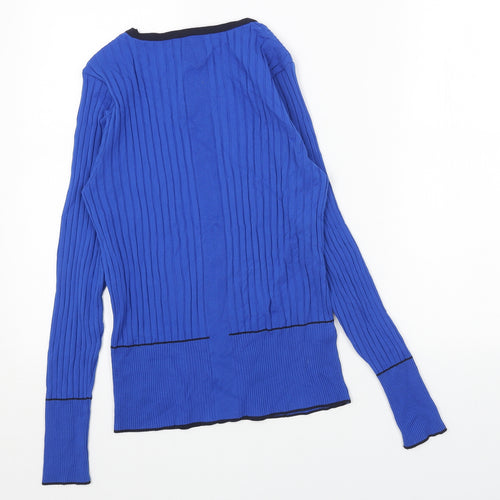 NEXT Womens Blue Round Neck Nylon Pullover Jumper Size M