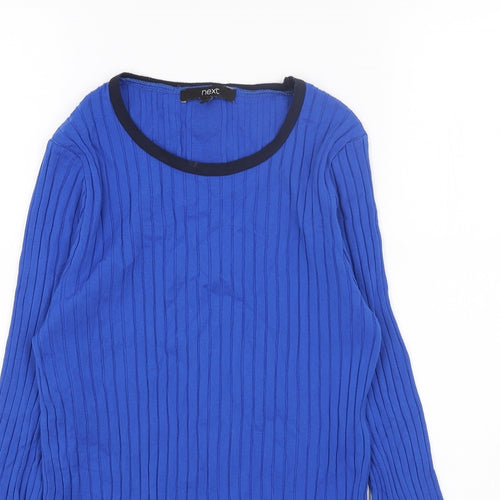 NEXT Womens Blue Round Neck Nylon Pullover Jumper Size M