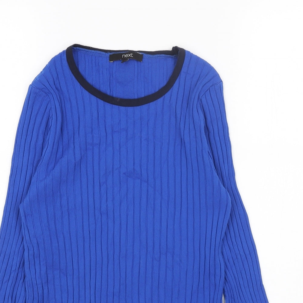 NEXT Womens Blue Round Neck Nylon Pullover Jumper Size M