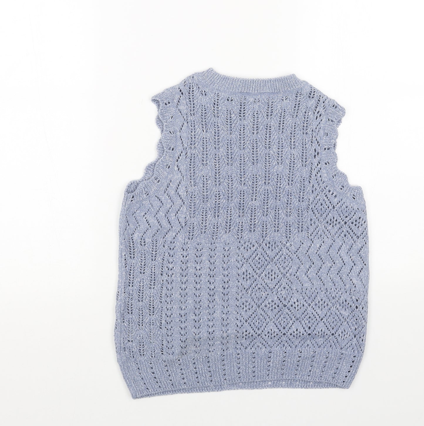 Marks and Spencer Womens Blue Round Neck Cotton Pullover Jumper Size XS