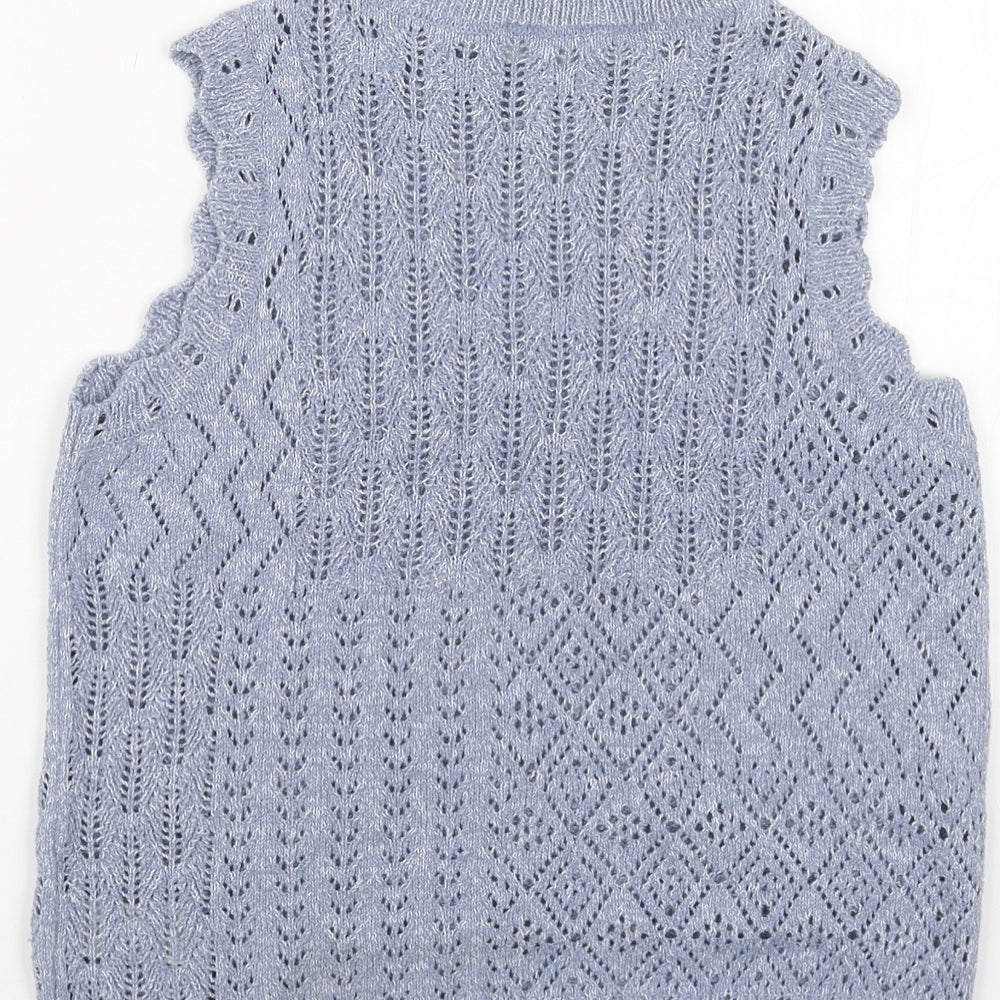 Marks and Spencer Womens Blue Round Neck Cotton Pullover Jumper Size XS